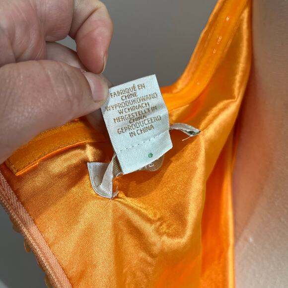 Caroline Constas Orange Sequin Midi Halter Dress Size M - Picture 9 of 9
